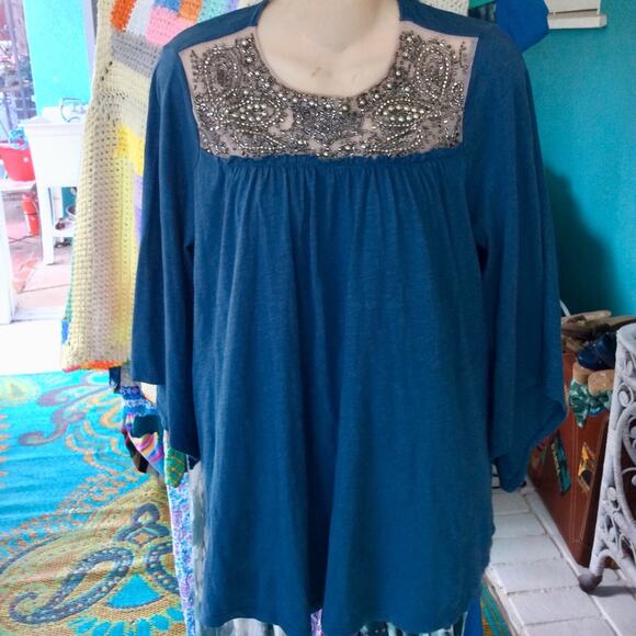 ANTHROPOLOGIE DELETTA BEADED FLOWY TOP XS - Picture 8 of 9